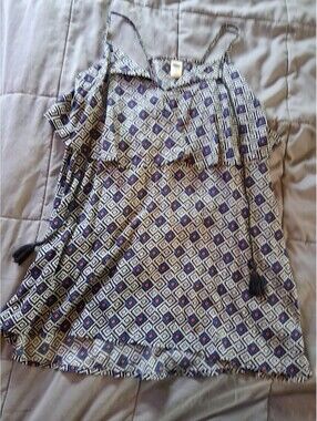 Old Navy Women's Sheer Tank Top Blue Diamond Design Boho C2